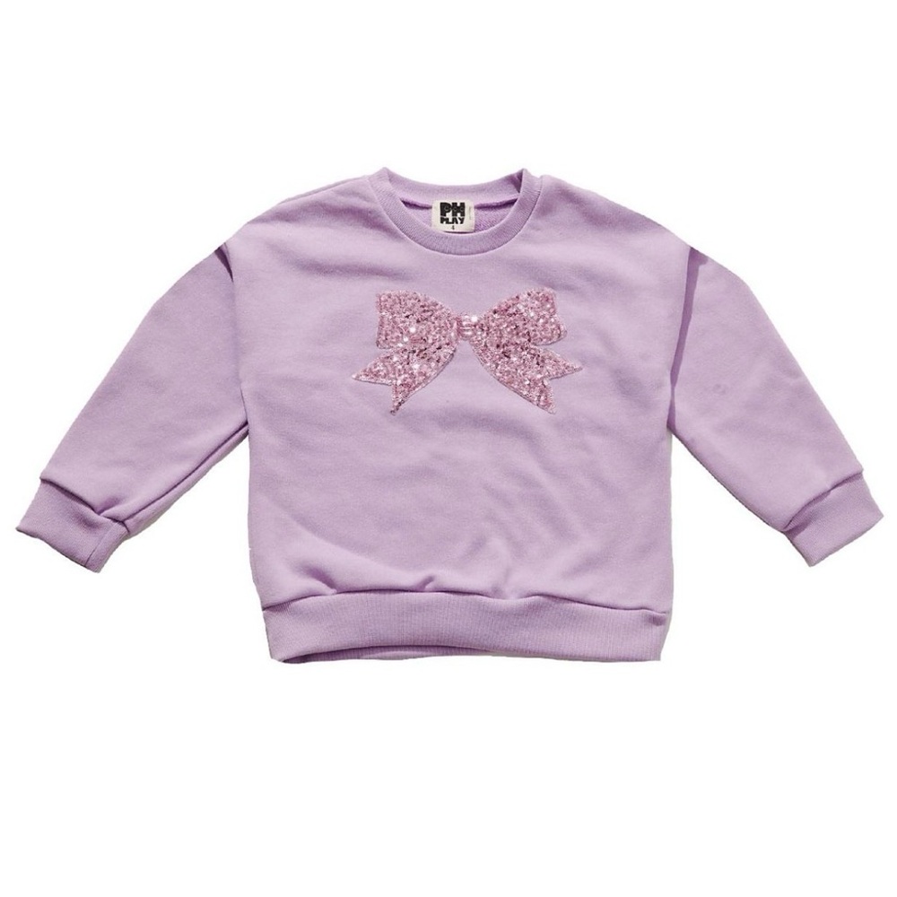 Charming Lilac Kids Sweatshirt with Glitter Bow